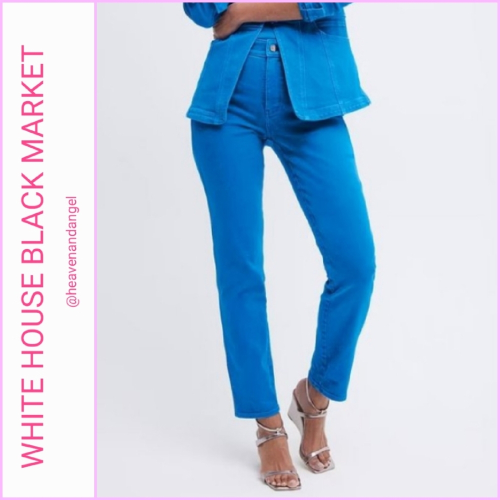 NEW WHBM High Rise Garment Dye Straight Denim Jeans - Isla Blue